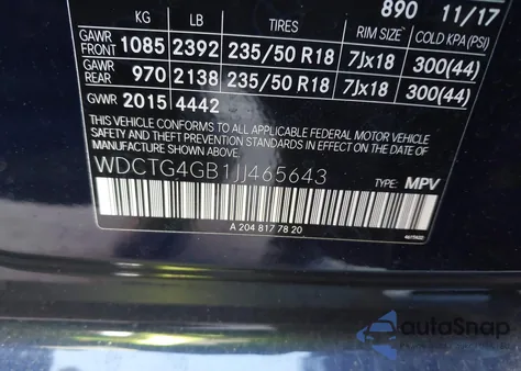 2018 Mercedes-Benz Gla 250 4Matic из США, поврежденный, VIN WDCTG4GB1JJ465643